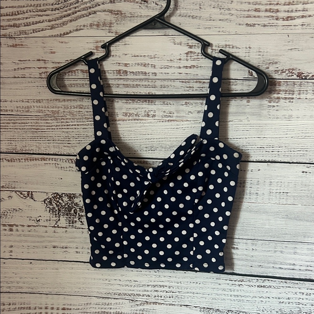 Charlotte Russe Navy Polka Dot Crop Top size small